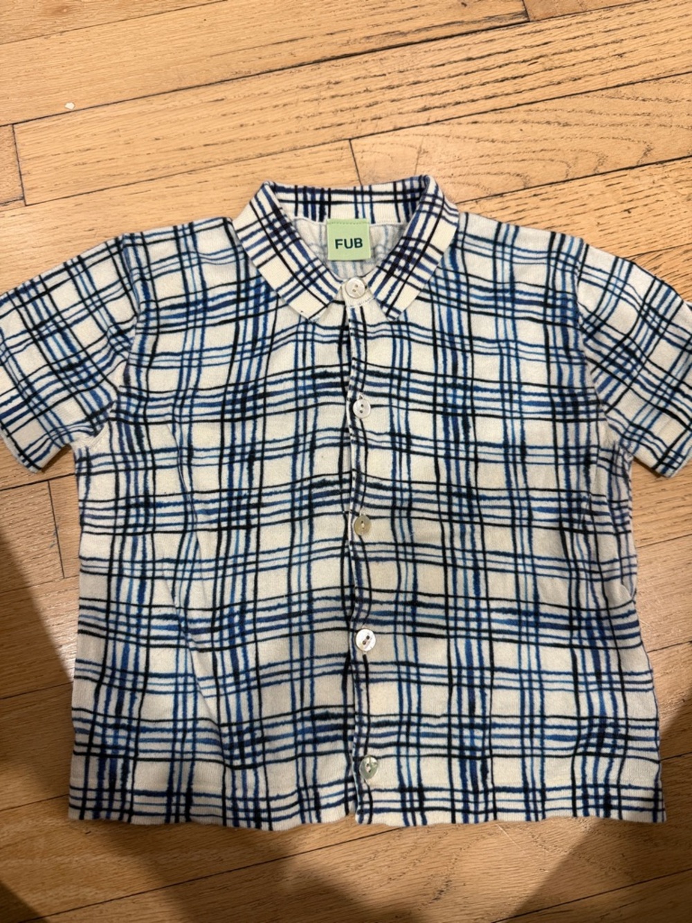 Blue Plaid Short-Sleeve Button-Up Kids Shirt